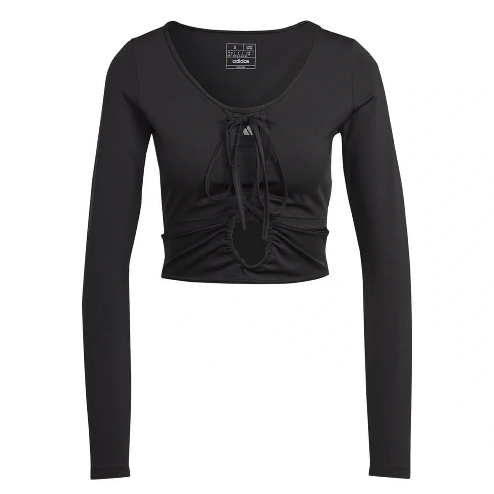 Adidas Women's Black Lace-Up Crop Top long sleeve - Picture 4 of 12